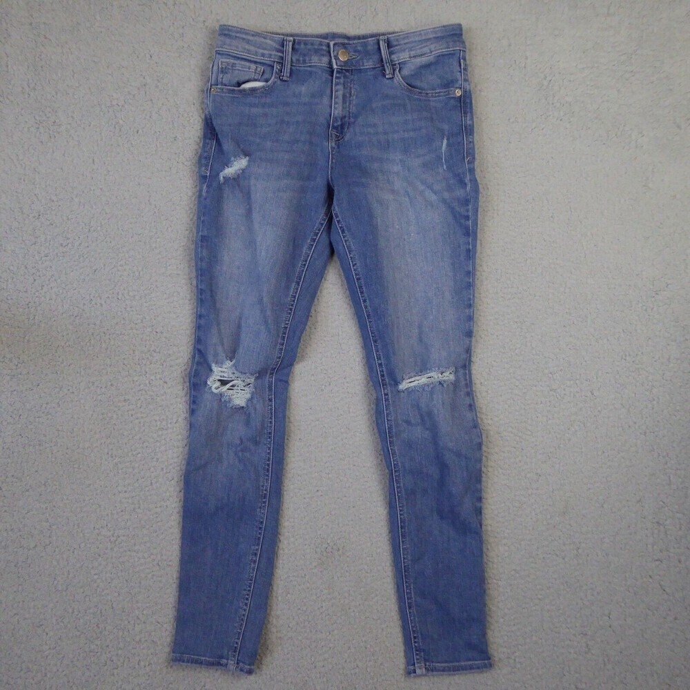 Old Navy Jeans Womens 6 Blue Rockstar Skinny Denim Stretch Pants Distressed